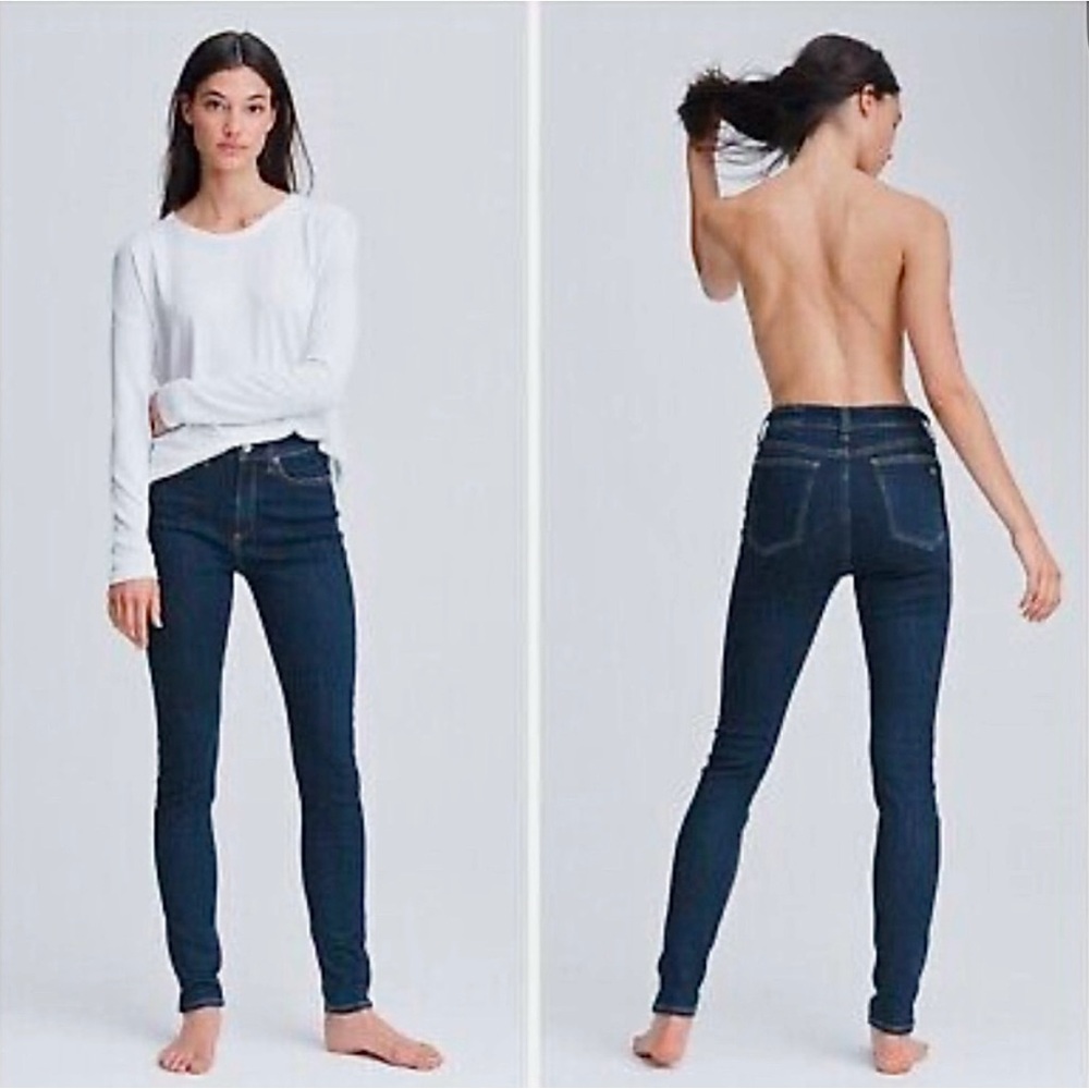 rag & bone High-Rise Skinny Jeans in Dark Indigo